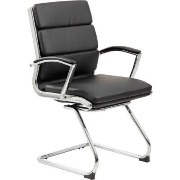 Boss Office Products Boss Reception Guest Chair with Arms - Vinyl - Mid Back - Black B9479-BK